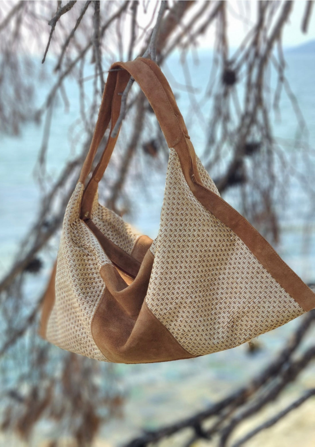 Sac paille & daim | PAPAYE