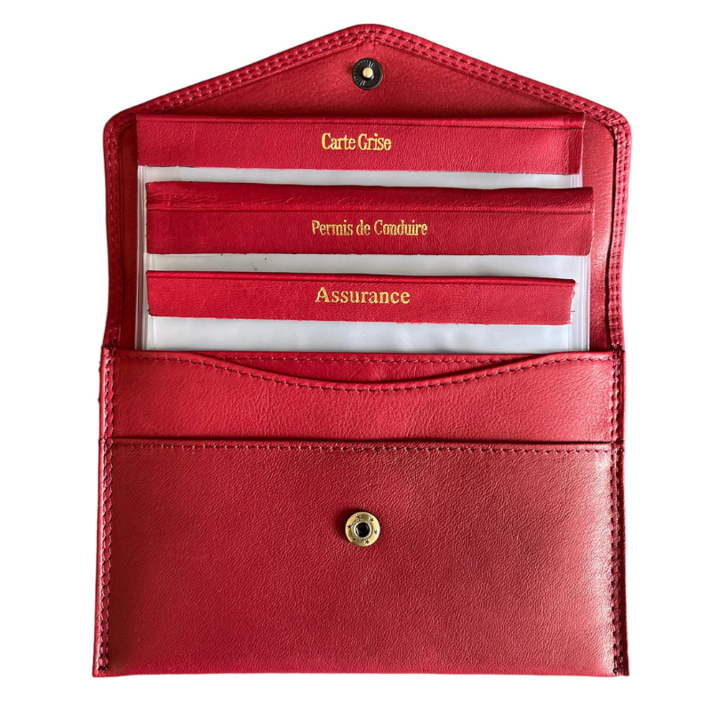 ENVELOPPE CUIR ROUGE