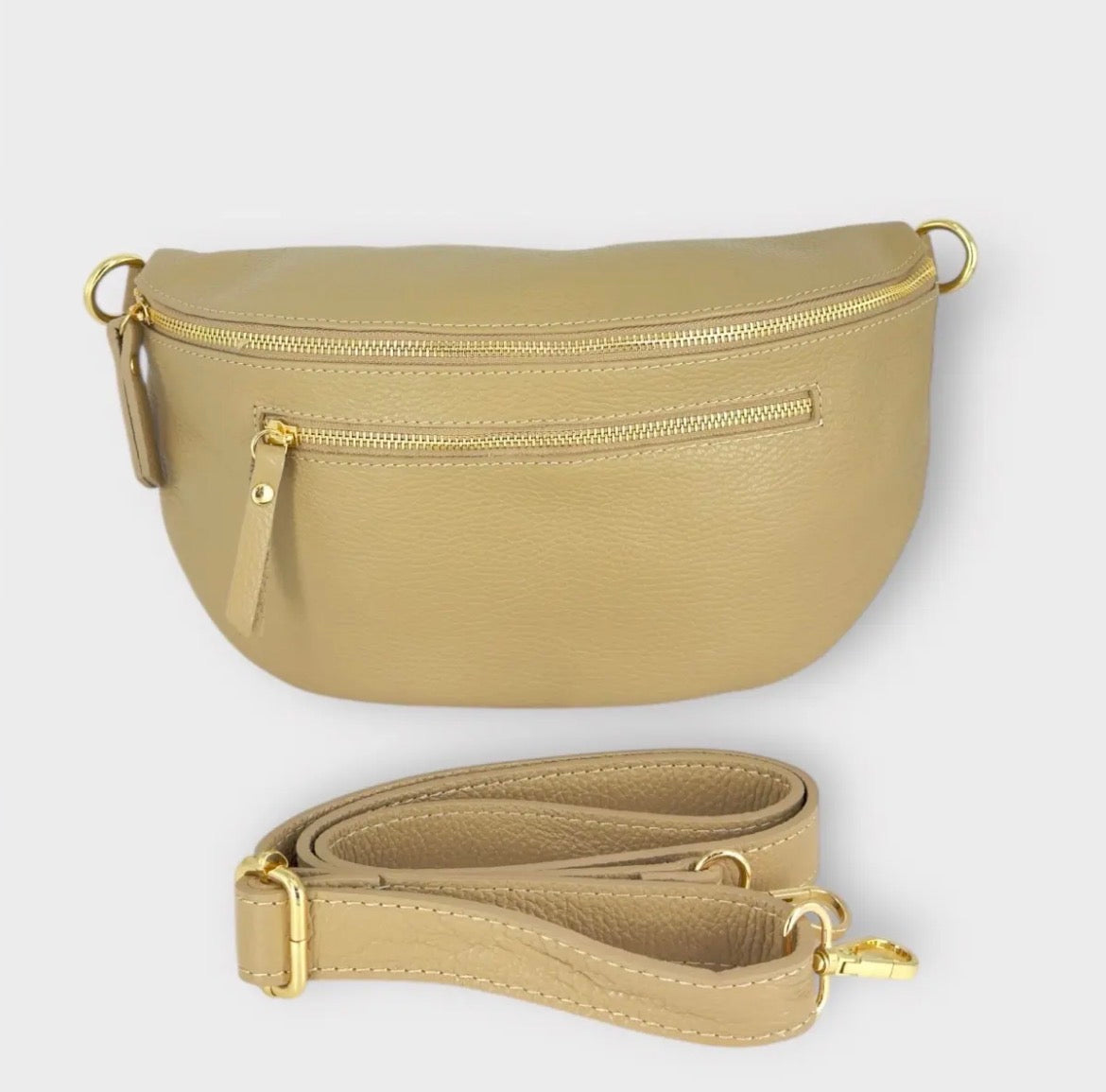 Sac banane cuir femme | BANANE LARGE TRIPLE ZIPPES