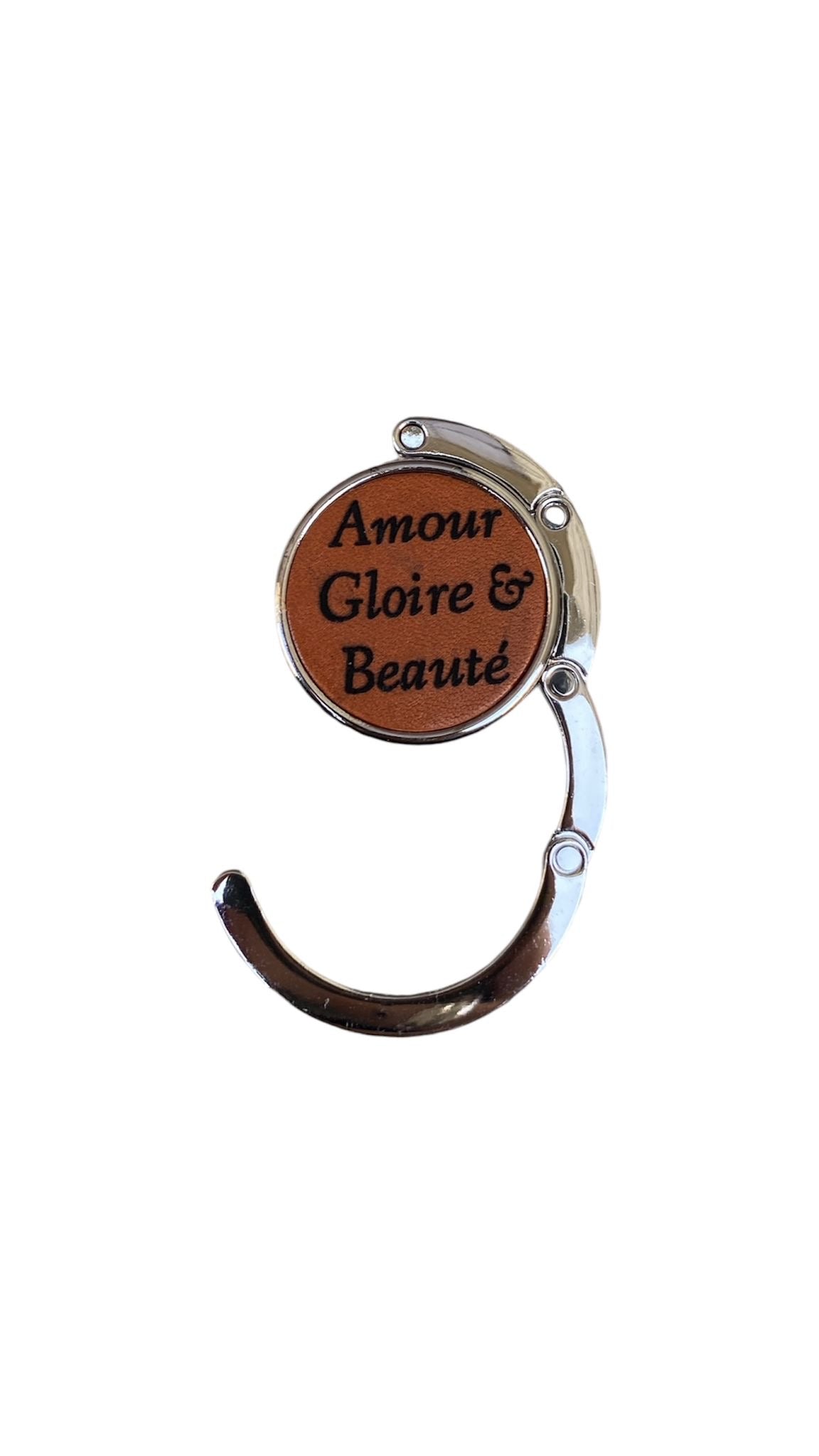 Accroche-sac cuir | ACCROCHE-SAC CUIR "AMOUR, GLOIRE & BEAUTE"