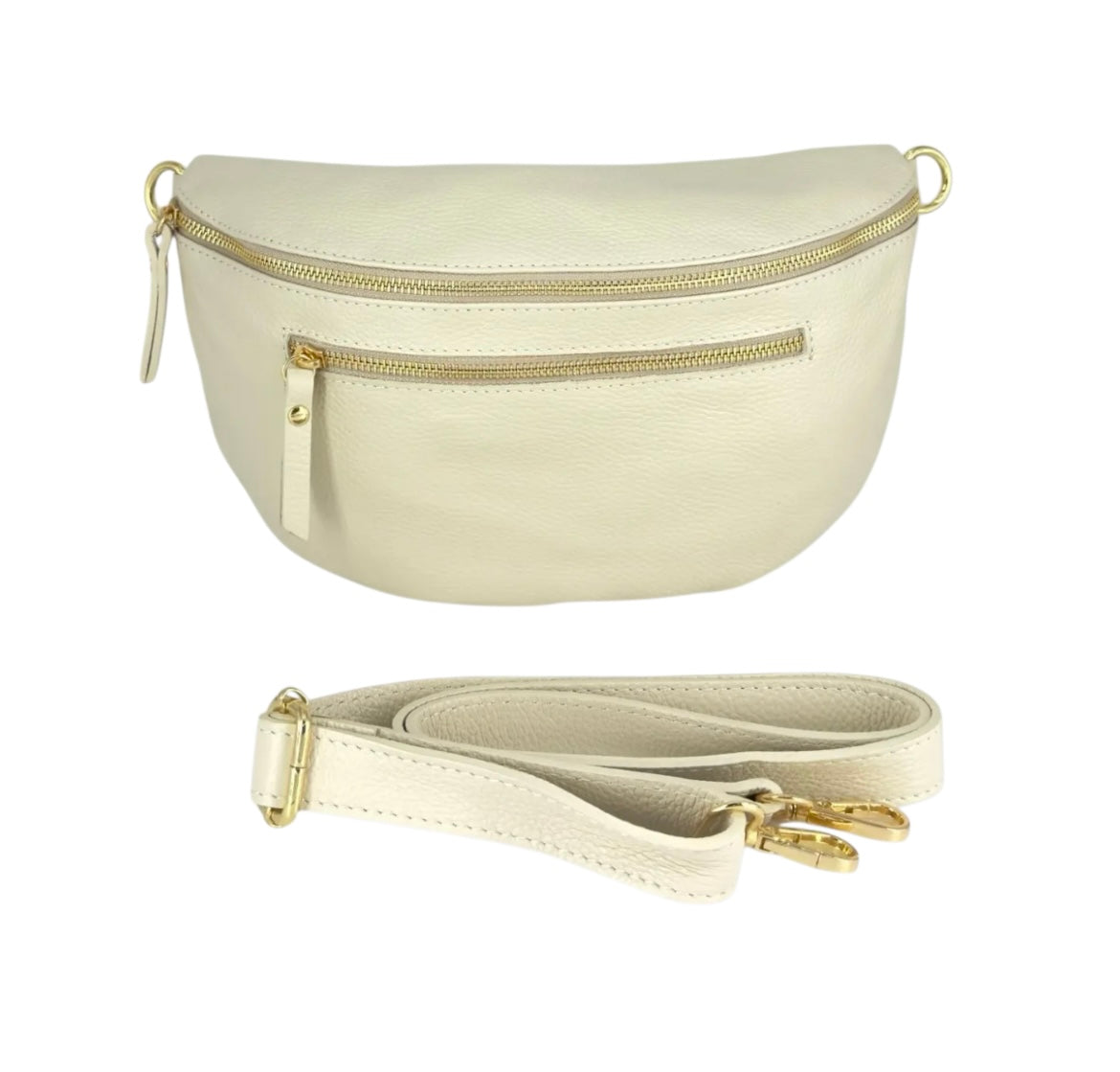 Sac banane cuir femme | BANANE LARGE TRIPLE ZIPPES