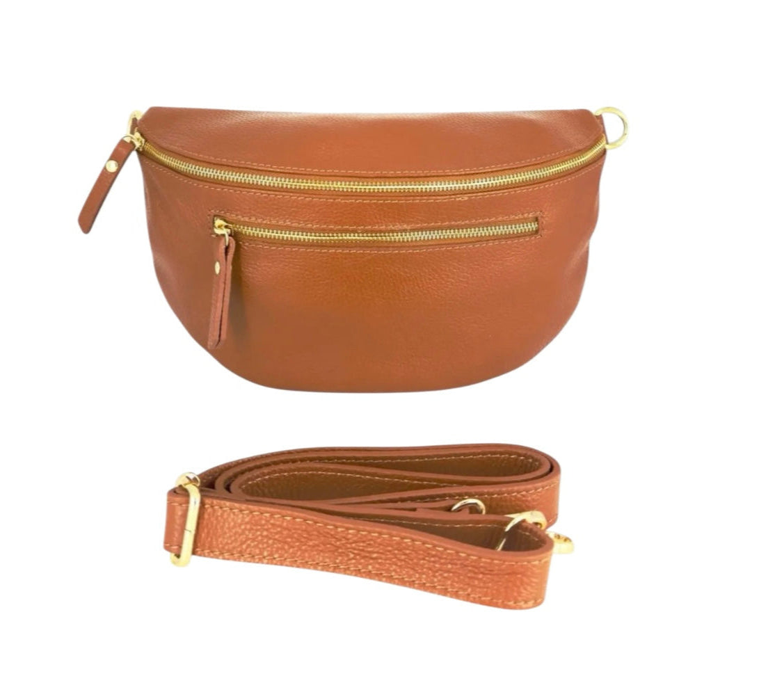 Sac banane cuir femme | BANANE LARGE TRIPLE ZIPPES