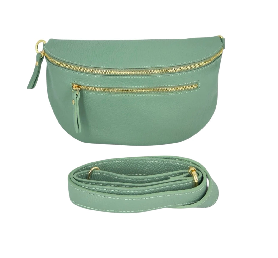 Sac banane cuir femme | BANANE LARGE TRIPLE ZIPPES