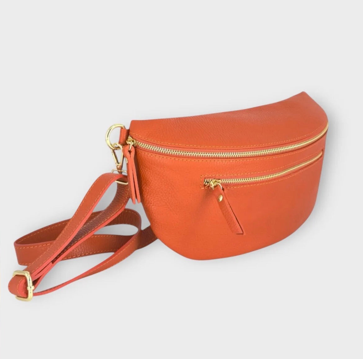 Sac banane cuir femme | BANANE LARGE TRIPLE ZIPPES